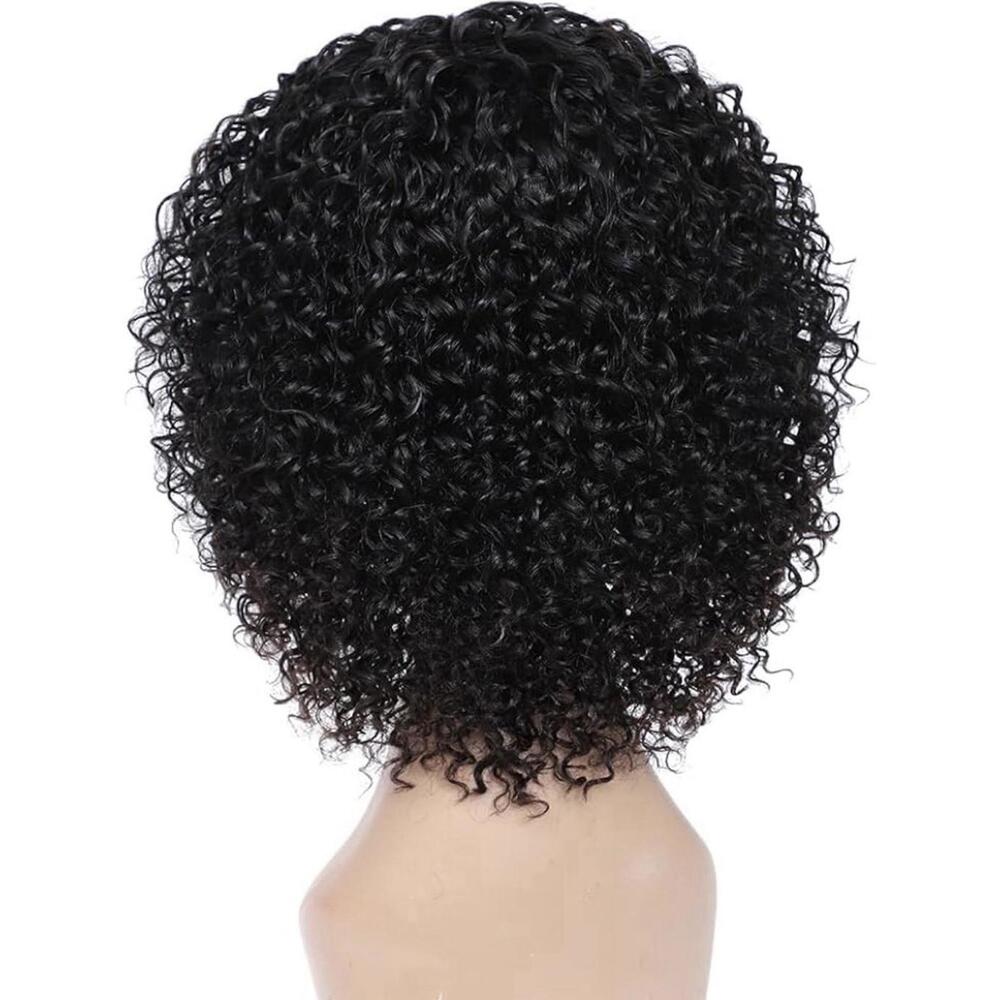 HUA Curly Human Hair Wigs 150% Density Color 1B - Picture 2 of 8